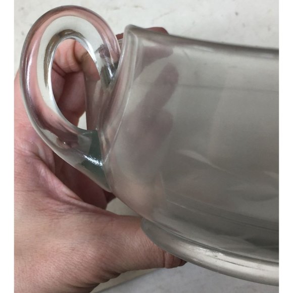 Vintage Large Clear Glass Heart/Leaf Shaped Bowl with Handle - Picture 4 of 6